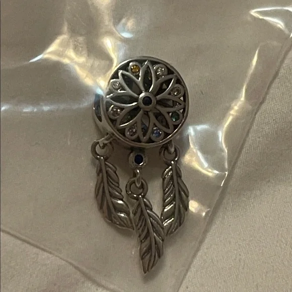 Pandora 925 Sterling Silver Dreamcatcher Charm with Multicolor Accents - Picture 5 of 11
